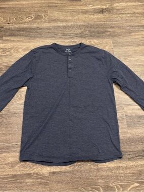 Michael Brandon XL Gray Henley Long Sleeve Tee Cotton Blend Casual